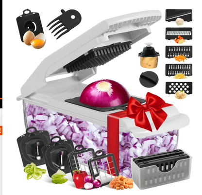 💎 Multi-Functional Vegetable Slicer Set！💎 7 Interchangeable Blades, Dishwasher Safe & Food-Grade Stainless Steel for Quick Meal Prep✨