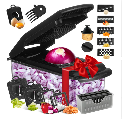 💎 Multi-Functional Vegetable Slicer Set！💎 7 Interchangeable Blades, Dishwasher Safe & Food-Grade Stainless Steel for Quick Meal Prep✨