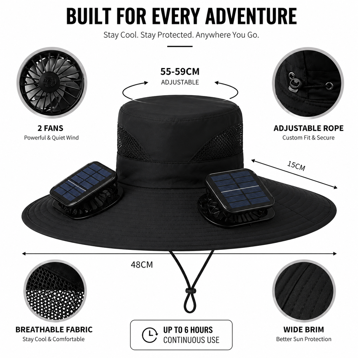 SolarShade™ | Solar-Powered Cooling Hat