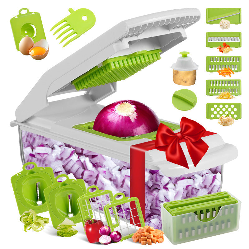 💎 Multi-Functional Vegetable Slicer Set！💎 7 Interchangeable Blades, Dishwasher Safe & Food-Grade Stainless Steel for Quick Meal Prep✨