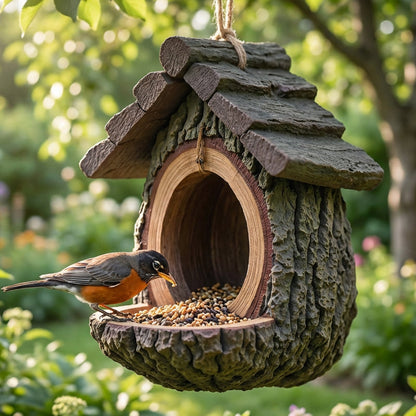 🔥50% OFF! 🐦 2026 New Arrivals – Outdoor Bird Feeder with Realistic Tree Stump Design | Garden Decor & Wildlife Sanctuary in One! 🌿✨