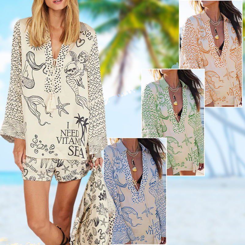 ⏰️NEW ARRIVAL 50% OFF⌛️Printed Satin Two-piece Suit For Women