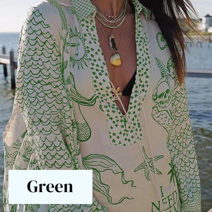 ⏰️NEW ARRIVAL 50% OFF⌛️Printed Satin Two-piece Suit For Women